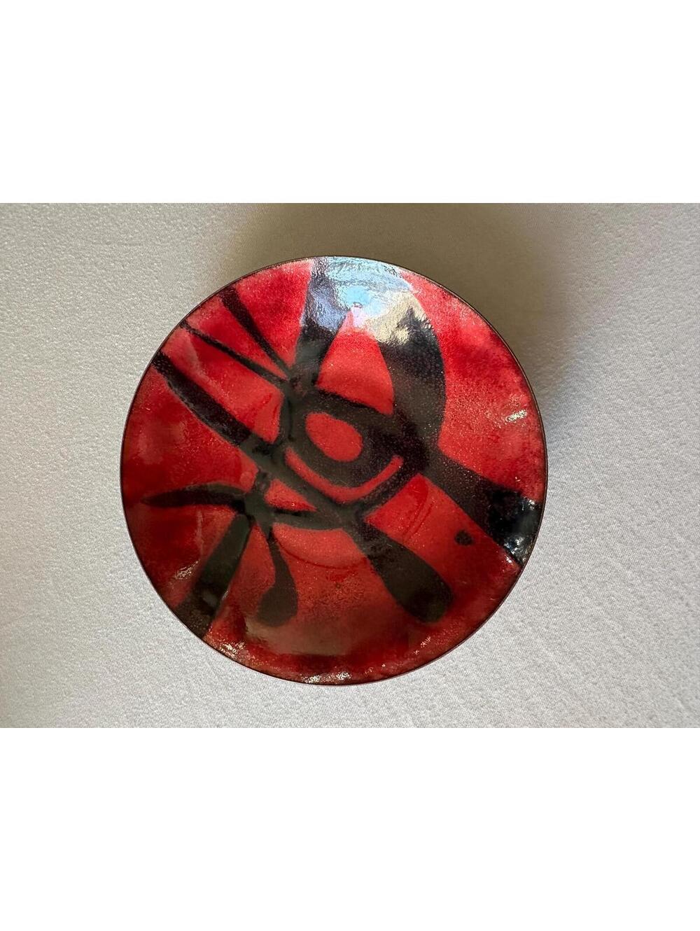 Vintage Abstract Decorative Plate, Handmade Israeli Art Pottery, Mid Century